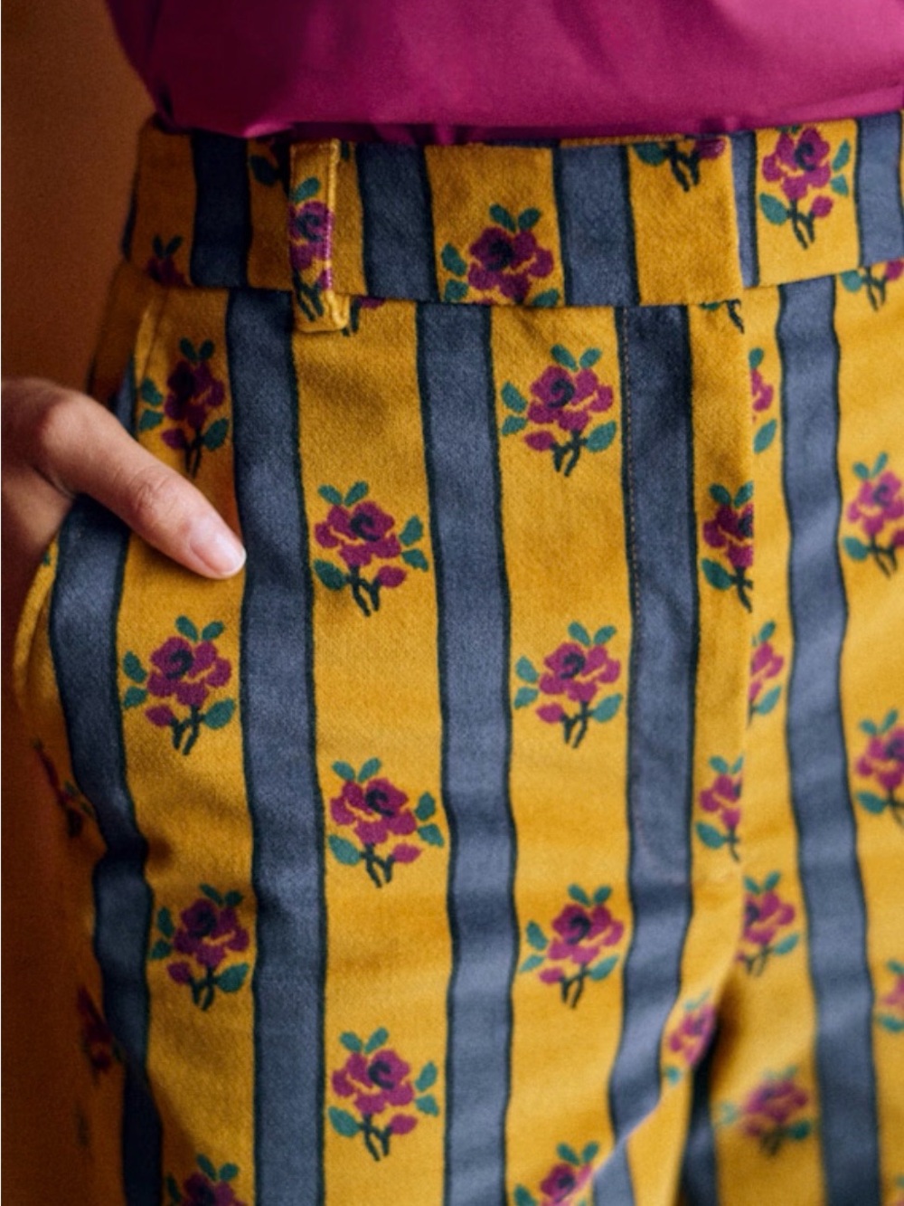 **RARE**Sezane x MDLO Guillermo Mustard Stripe Floral Pants NWT